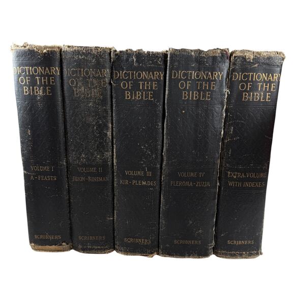 Vol. 1-4 & extra Dictionary of the Bible by James Hastings 1908 Antique Book